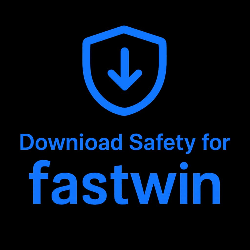 A badge illustrating Download Safety for fastwin in a professional style.