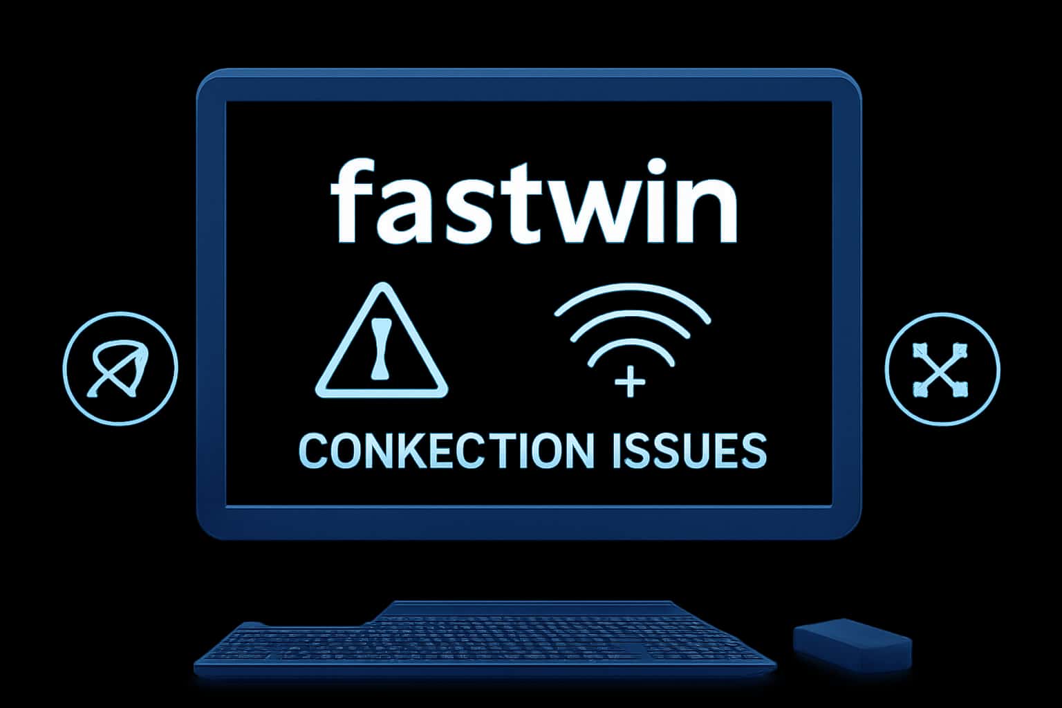 An informative graphic illustrating connection issues with the fastwin app, with a focus on troubleshooting.