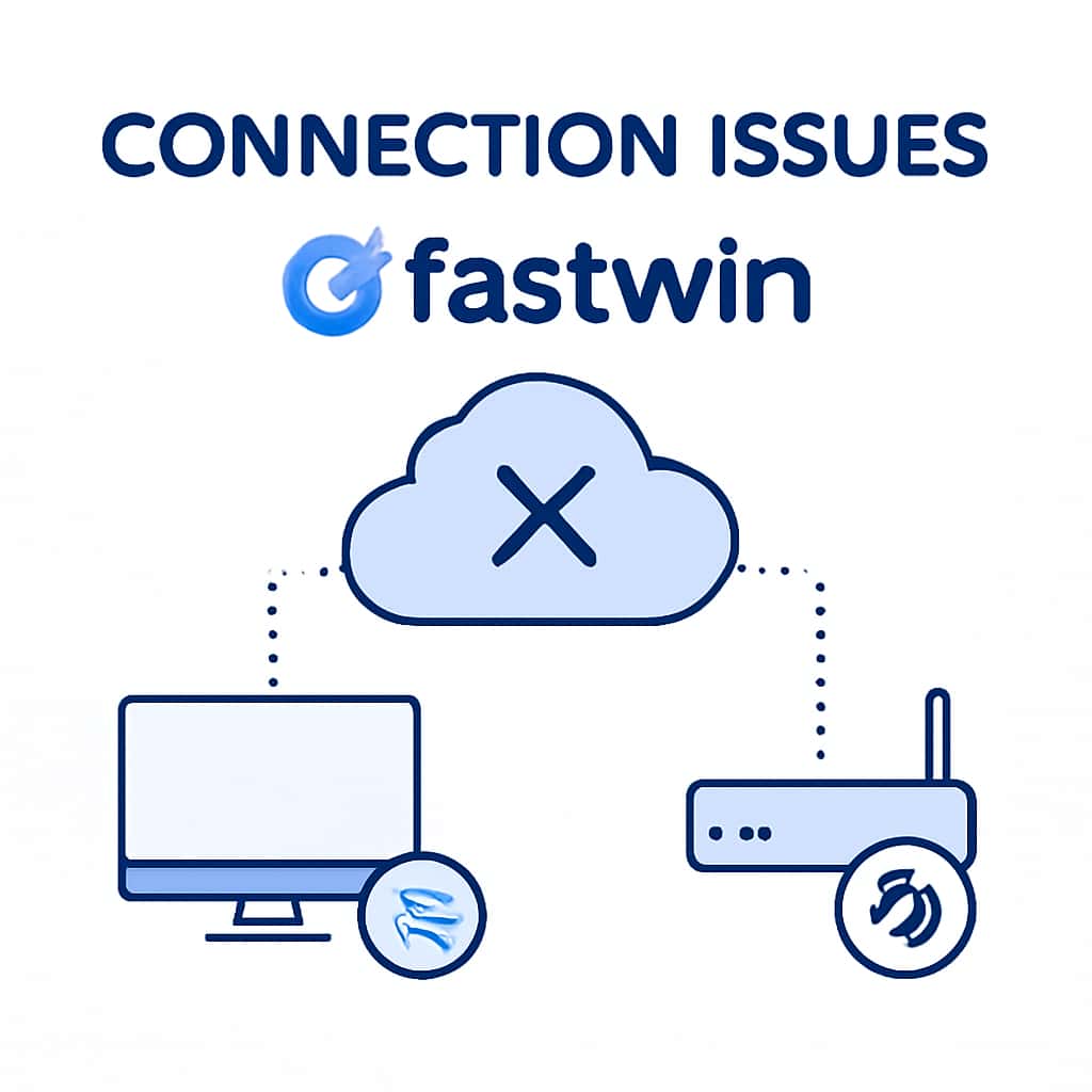 An educational illustration detailing common connection issues with the fastwin app.